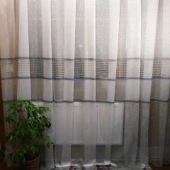 Тюль жакард білий  з сірою смужкою  ТЖ-17 фото